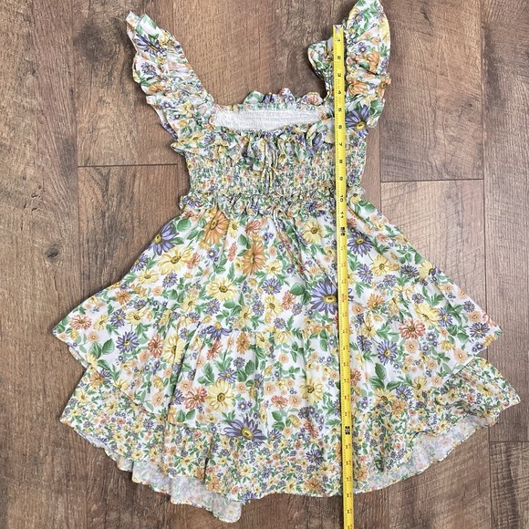 For Love and Lemons Riley Mini Floral Coquette Dress in Green Multi Cotton sz S - Picture 8 of 9